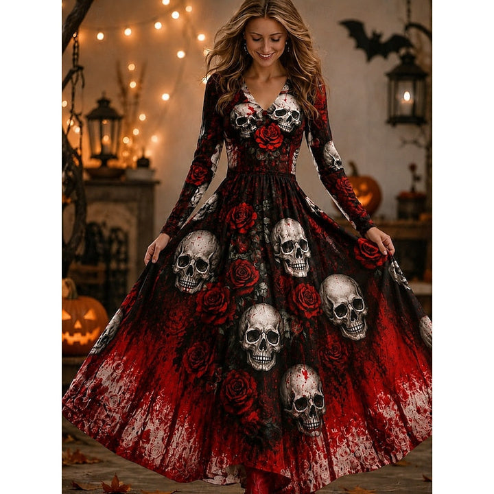 Halloween szkielet wzór sukienka maxi