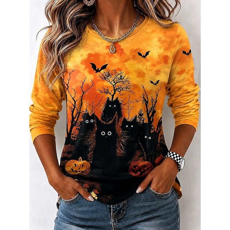 Halloween Witch graficzny długi rękaw top