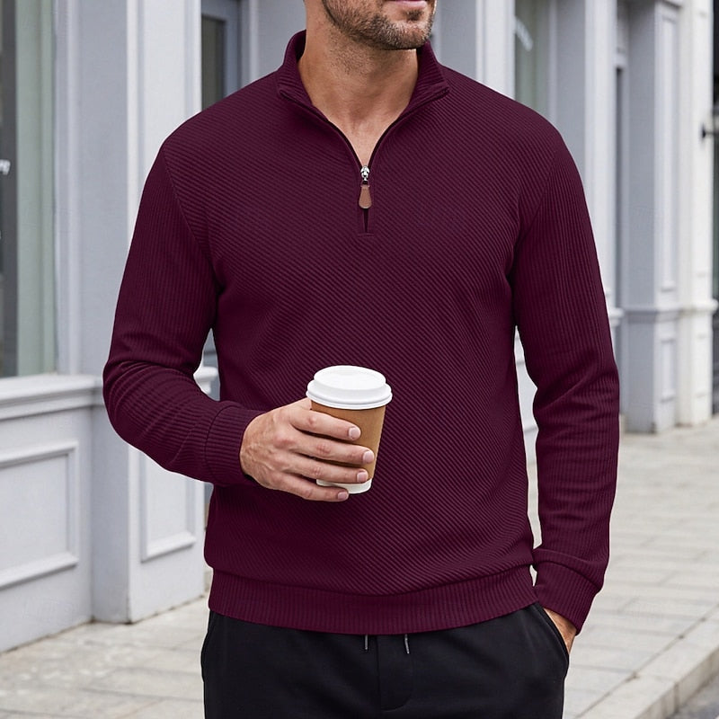 Fakturowany zamek 1/4 sweter