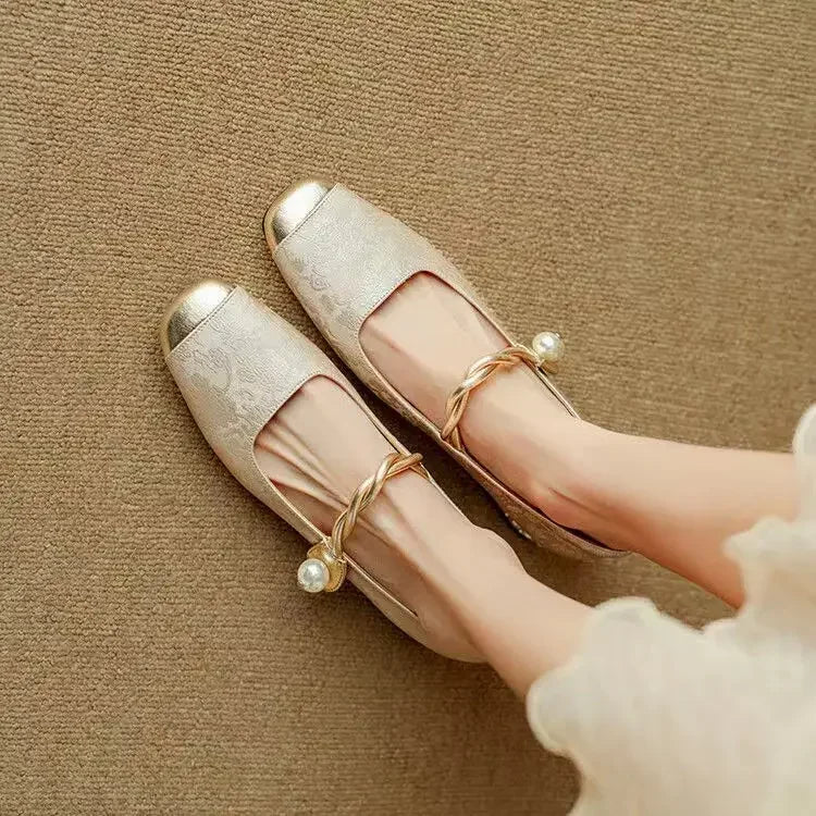 Vintage pleciony Pearl pasek buty