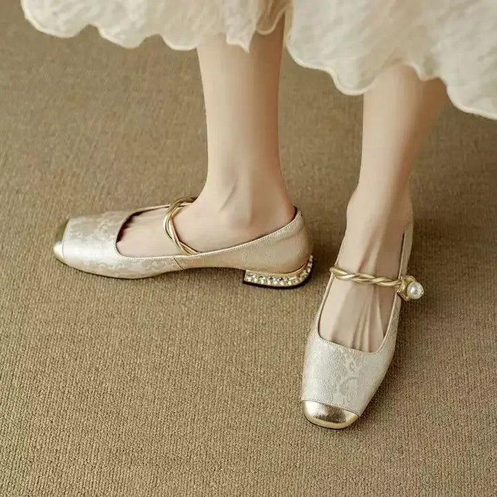 Vintage pleciony Pearl pasek buty