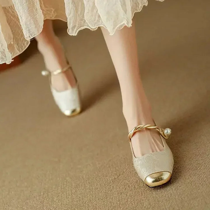 Vintage pleciony Pearl pasek buty