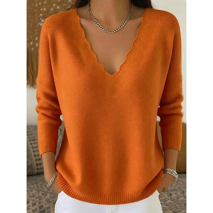 Scalloped dekolt V Halloween sweter
