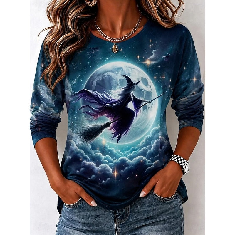 Halloween Witch graficzny długi rękaw top