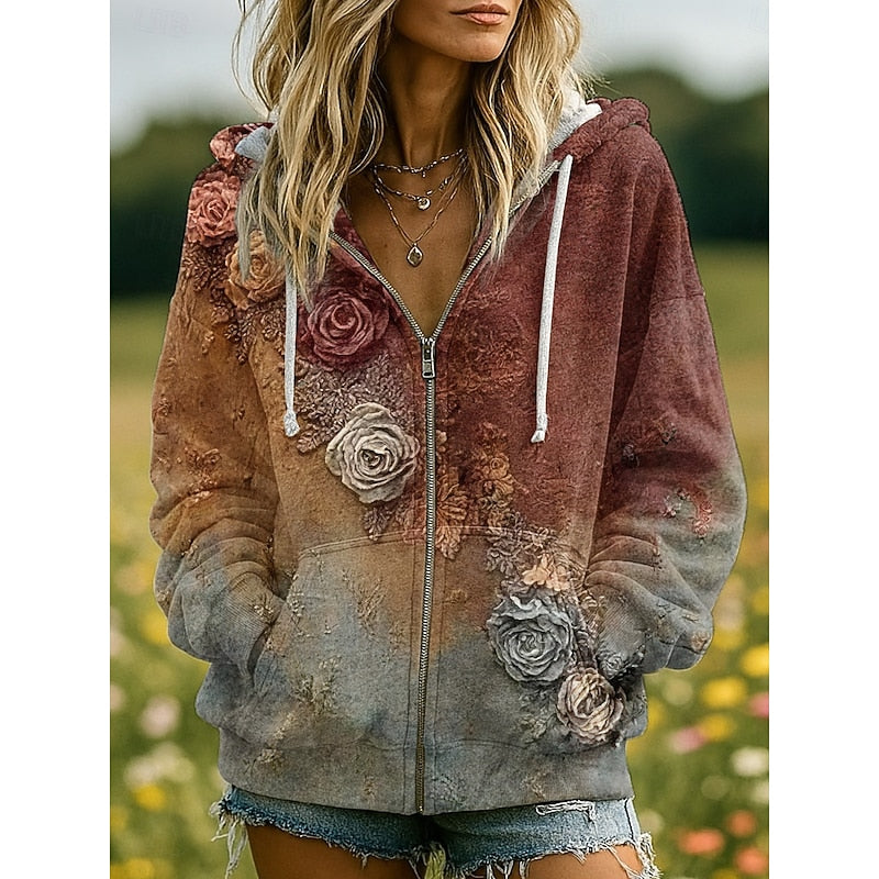 Nature-Inspired Zip-Up bluza z kapturem