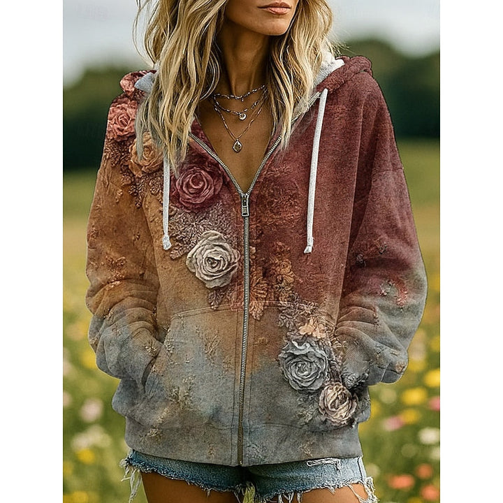 Nature-Inspired Zip-Up bluza z kapturem