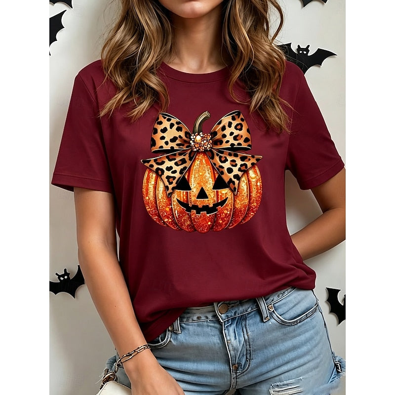 Halloween graficzny okrągły dekolt T-shirt