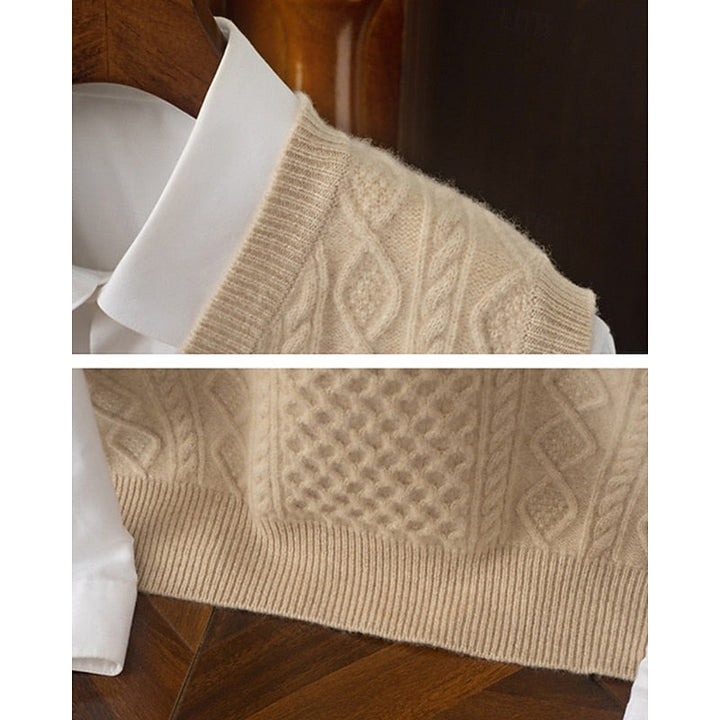 Cable-Textured sweter z dekoltem V kamizelka