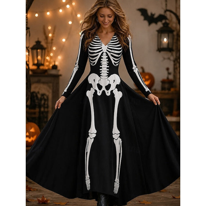 Halloween szkielet wzór sukienka maxi