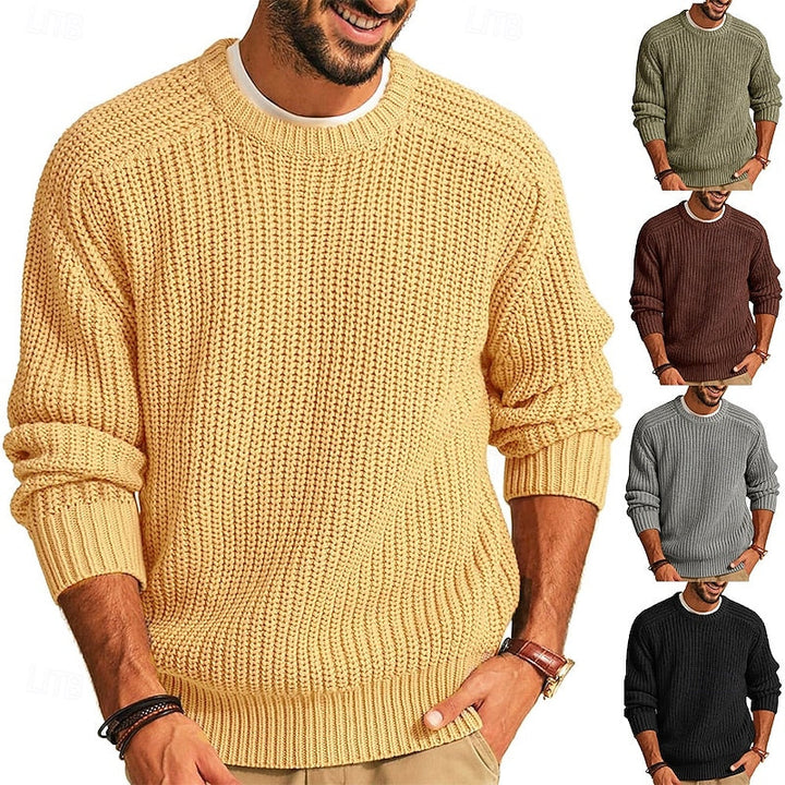 Prążkowany Round-Neck sweter