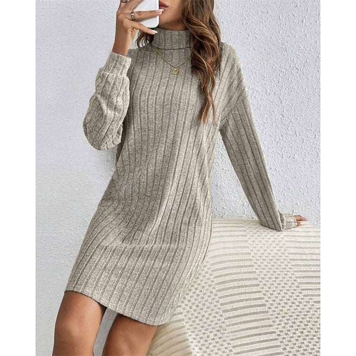 Prążkowany Roll-Neck sukienka