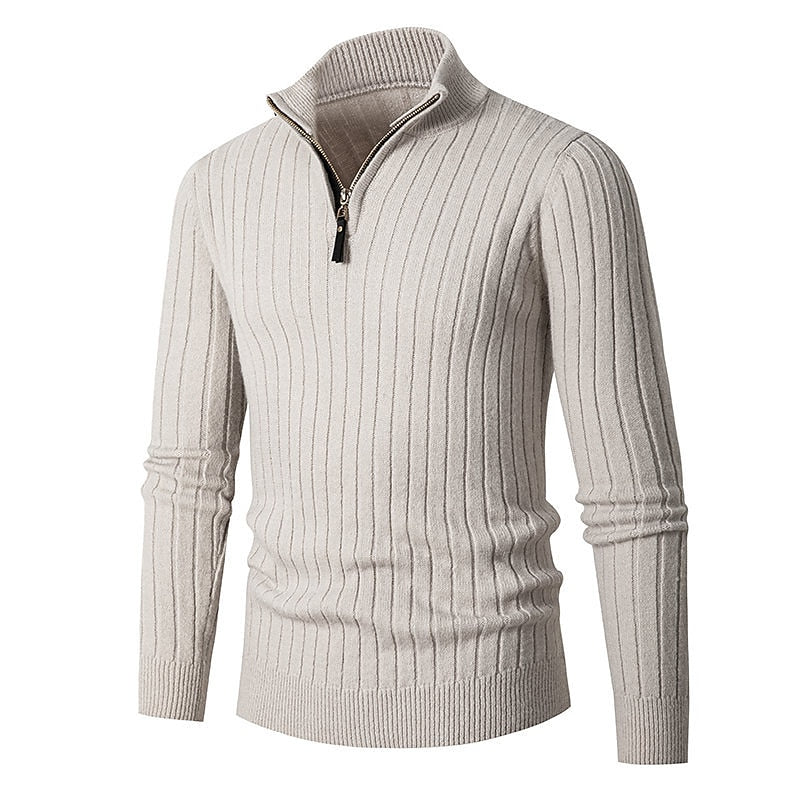 Prążkowany zamek 1/4 sweter