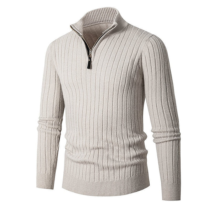 Prążkowany zamek 1/4 sweter