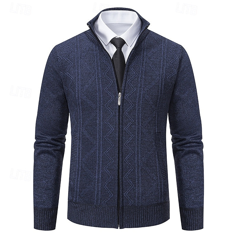 Fakturowany Zip-Up kardigan
