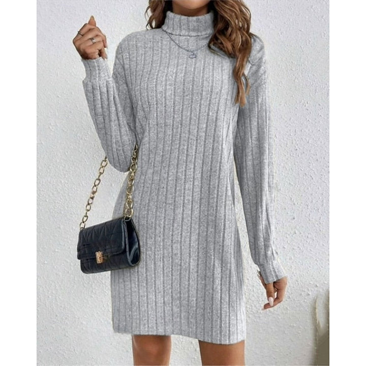 Prążkowany Roll-Neck sukienka