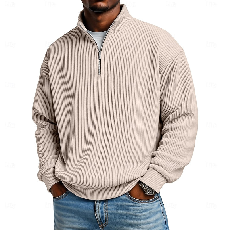 Prążkowany zamek 1/4 sweter
