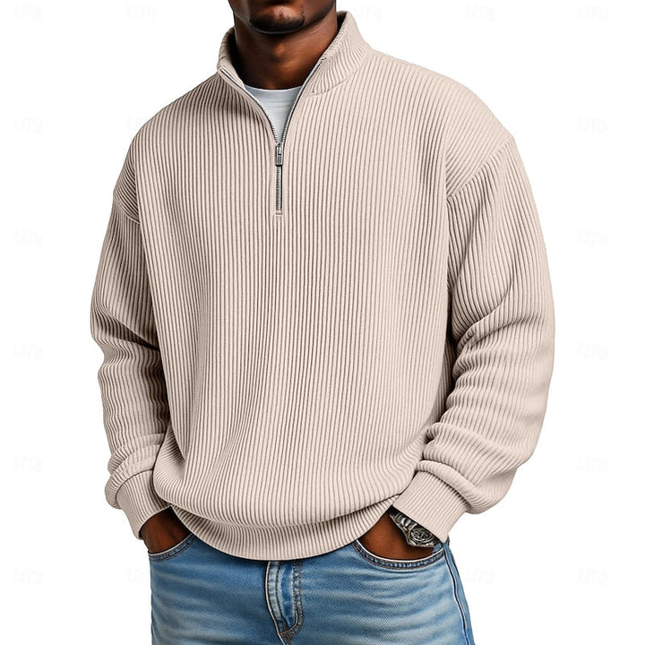 Prążkowany zamek 1/4 sweter