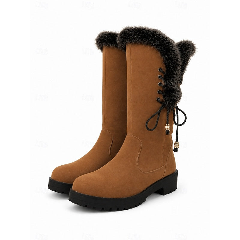 Obszyty futerkiem kolano-wysoki buty zimowe