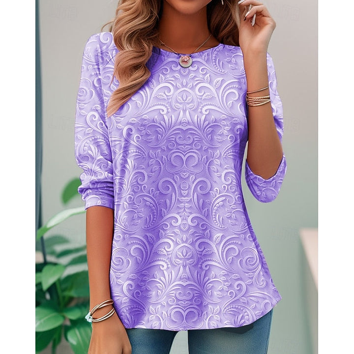 Elegancki kwiatowy długi-rękaw tunika top