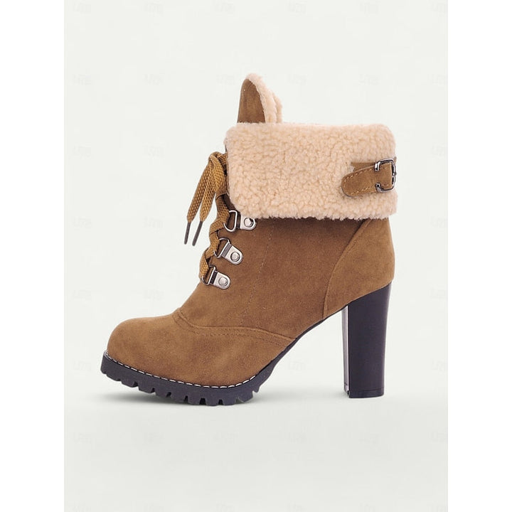 Obszyty futerkiem sznurowane buty zimowe