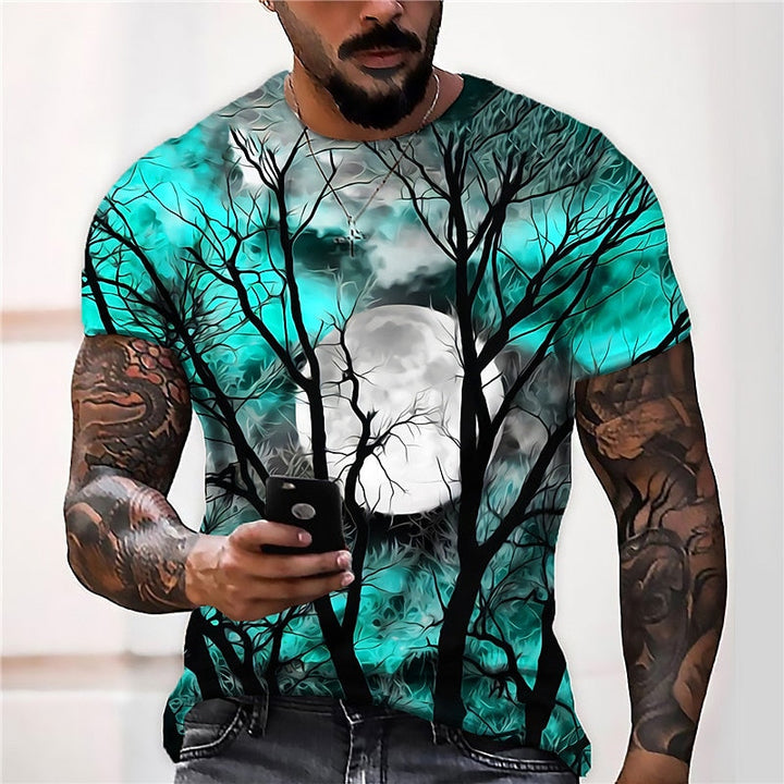 Halloween księżyc graficzny okrągły dekolt T-shirt