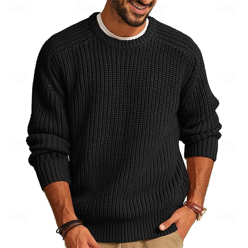 Prążkowany Round-Neck sweter
