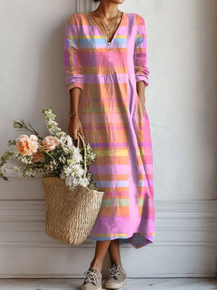 Elegancki Multicolor sukienka z długim rękawem