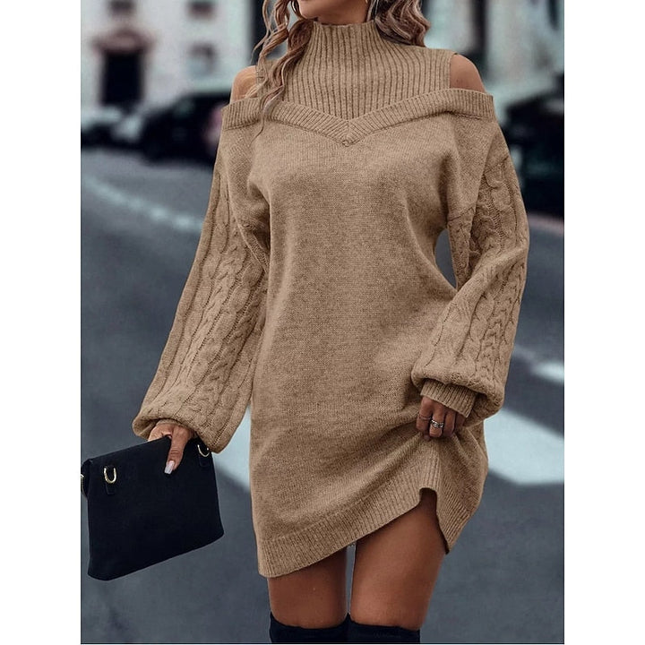 Cold-Shoulder sweter z golfem sukienka