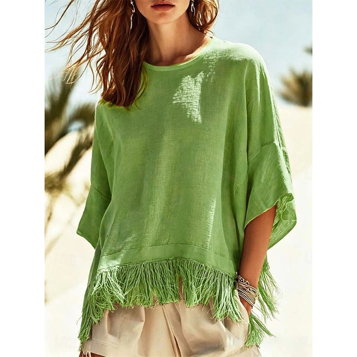 Fringe-Hem swobodny bluzka