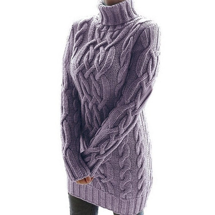 Cable-Textured sweter z golfem sukienka