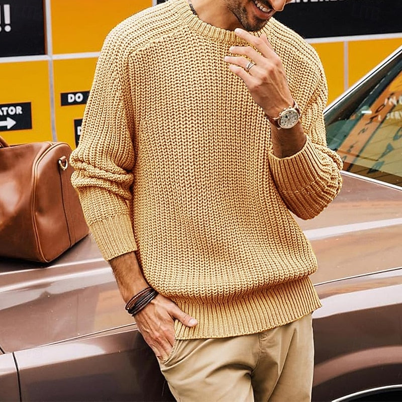 Prążkowany Round-Neck sweter