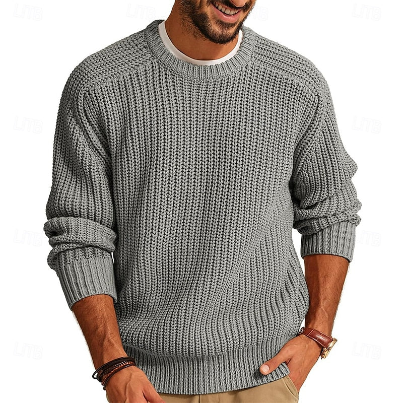 Prążkowany Round-Neck sweter