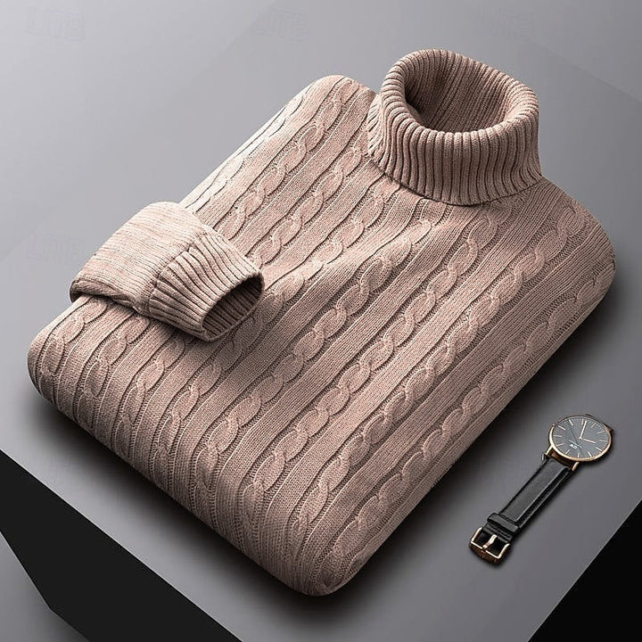 Cable dzianina sweter z golfem