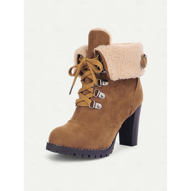 Obszyty futerkiem sznurowane buty zimowe