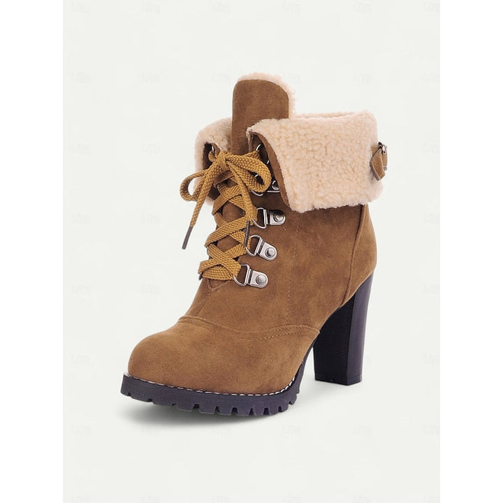 Obszyty futerkiem sznurowane buty zimowe