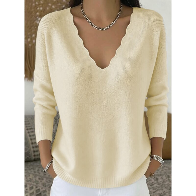 Scalloped dekolt V Halloween sweter