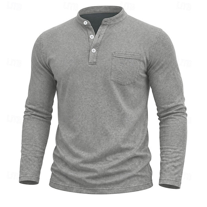 Klasyczny Henley koszula z długim rękawem