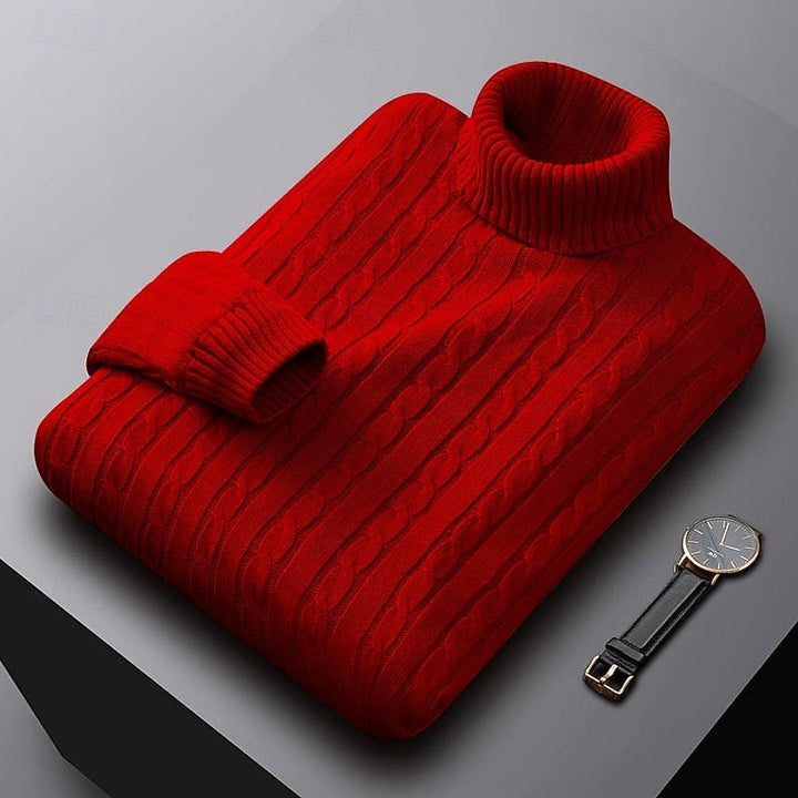Cable dzianina sweter z golfem
