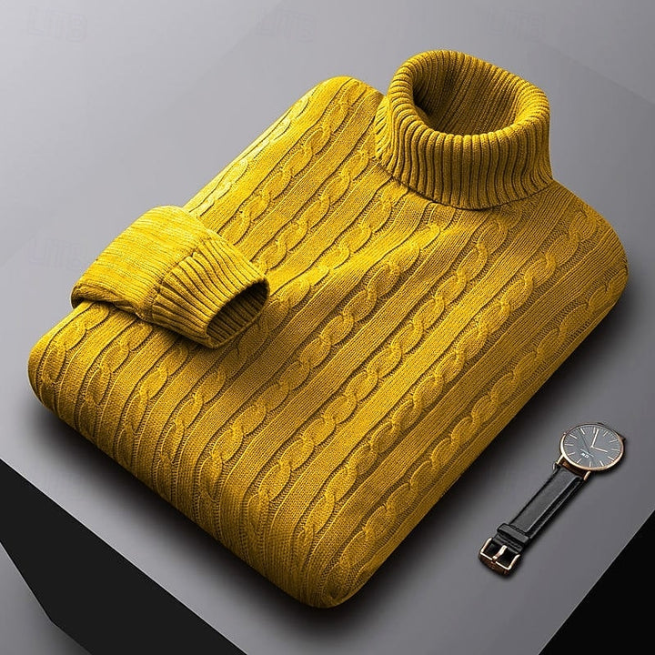 Cable dzianina sweter z golfem