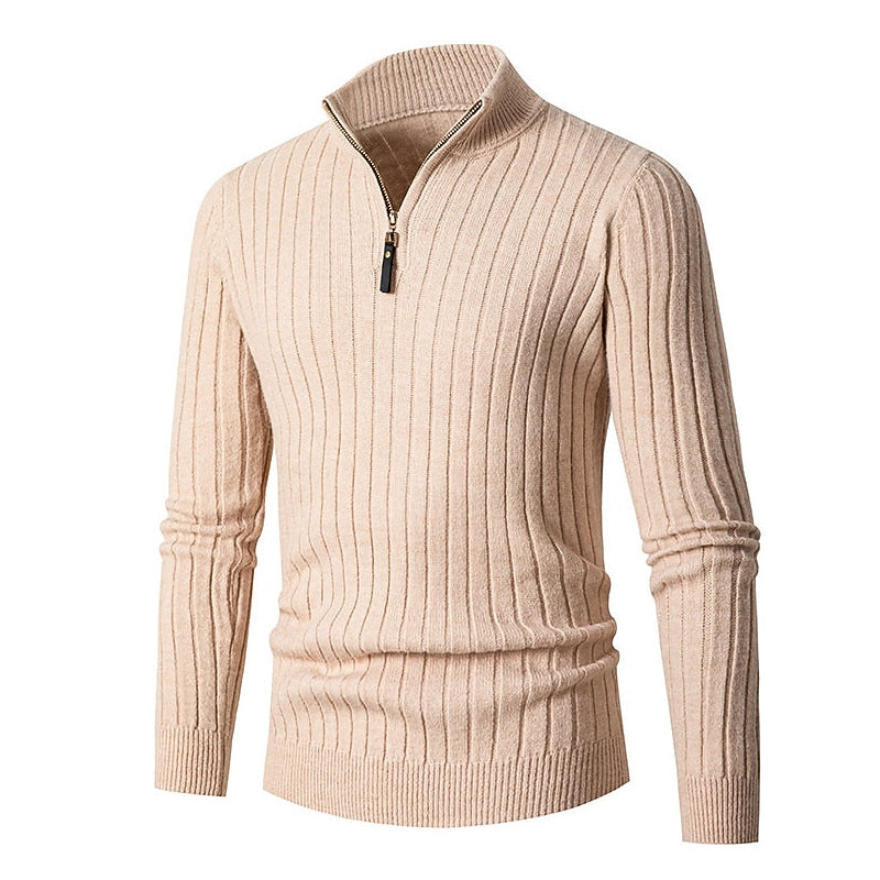 Prążkowany zamek 1/4 sweter