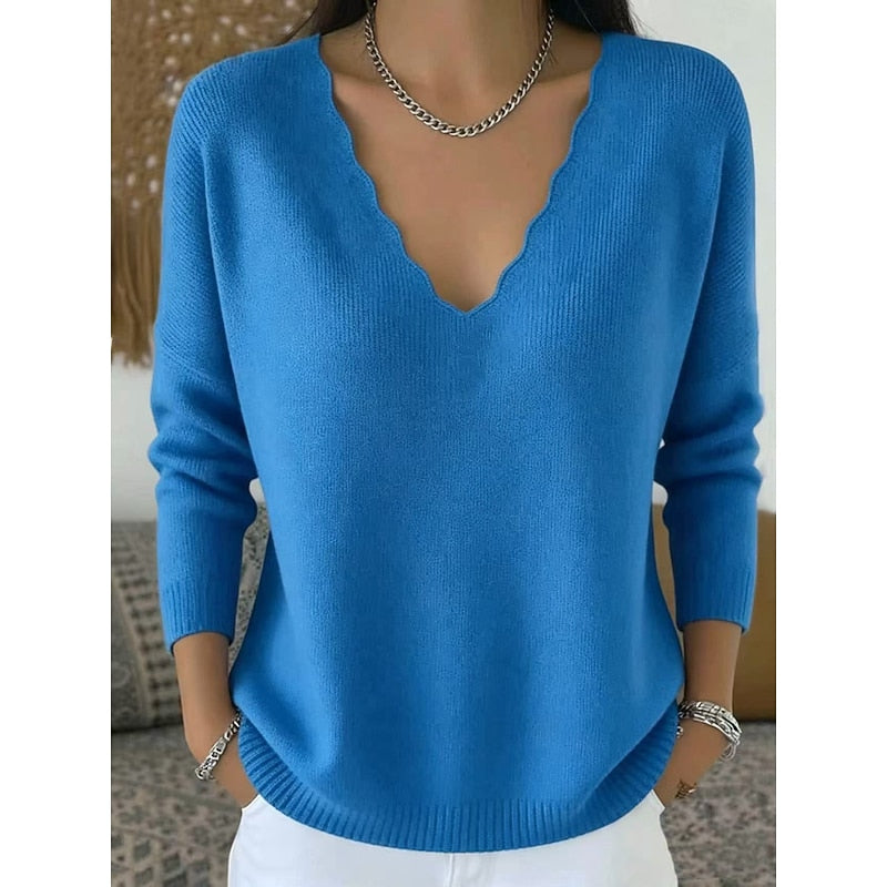 Scalloped dekolt V Halloween sweter