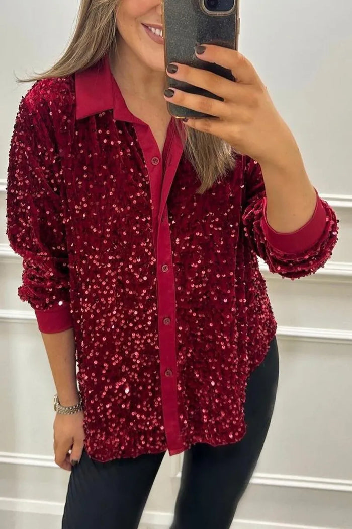 Elegancki Shimmer z kołnierzem koszula