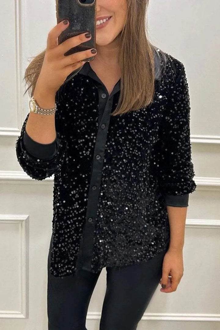 Elegancki Shimmer z kołnierzem koszula