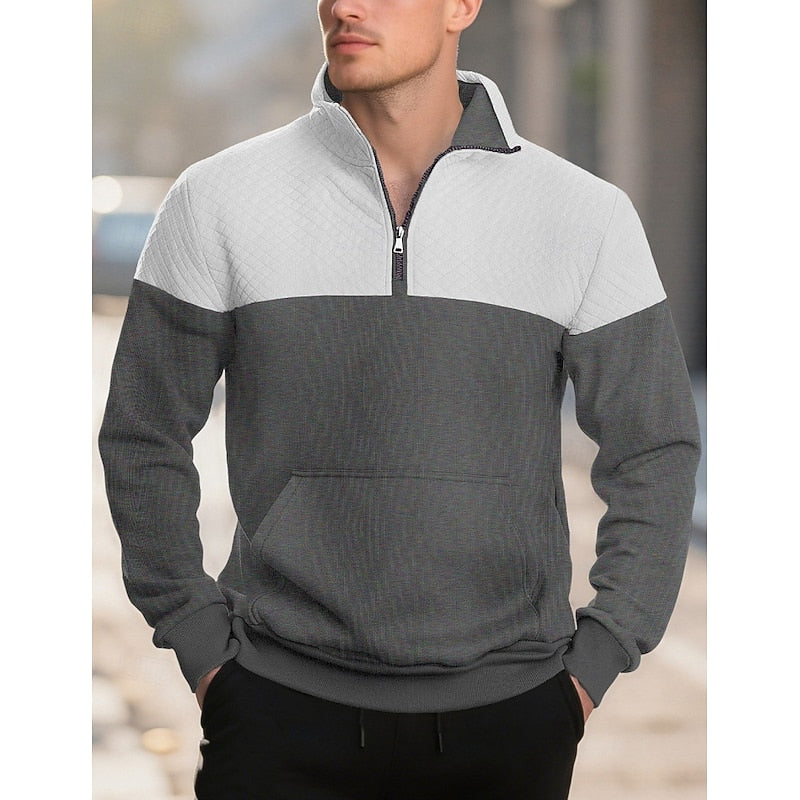 Fakturowany zamek 1/4 bluza