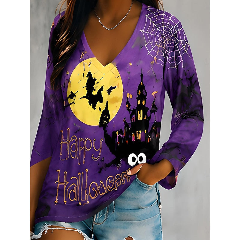 Halloween graficzny dekolt V top