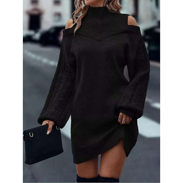 Cold-Shoulder sweter z golfem sukienka