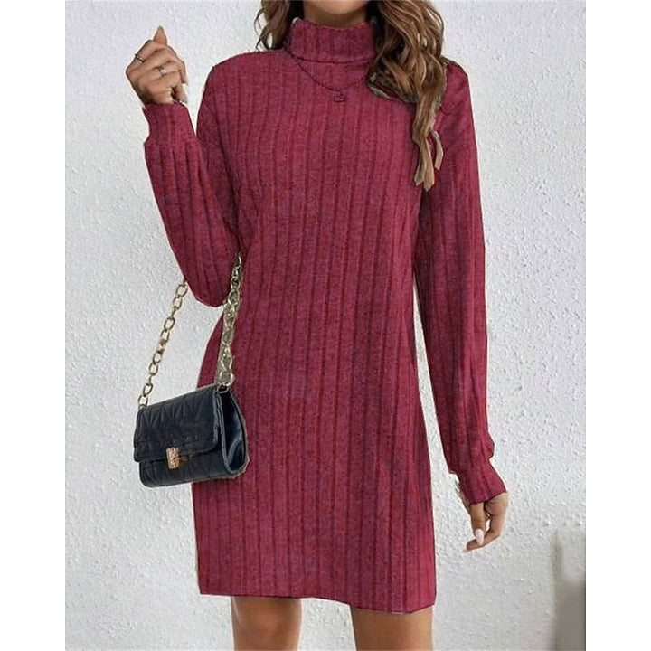 Prążkowany Roll-Neck sukienka