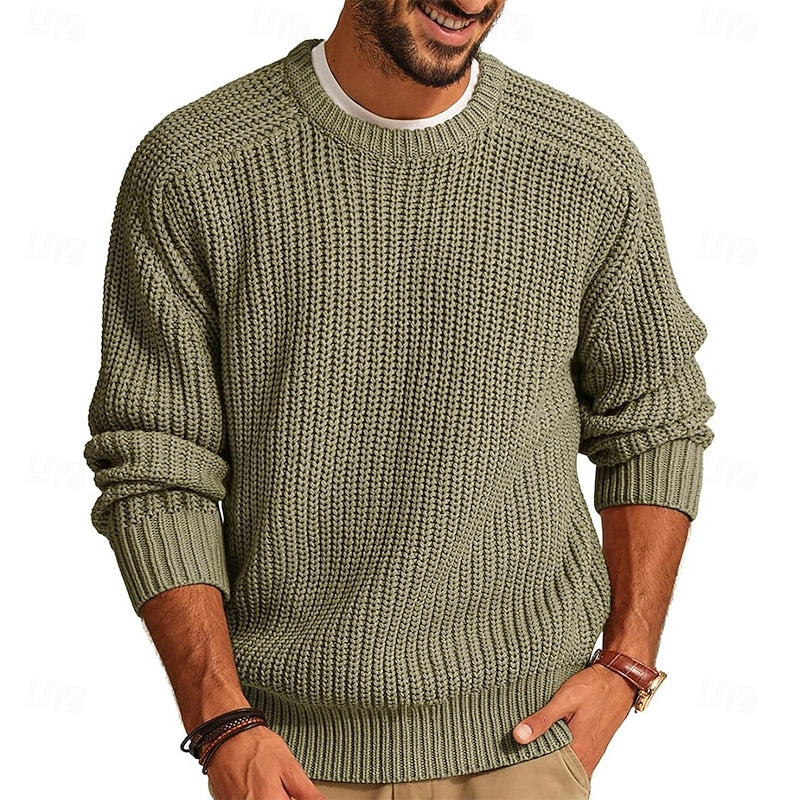 Prążkowany Round-Neck sweter