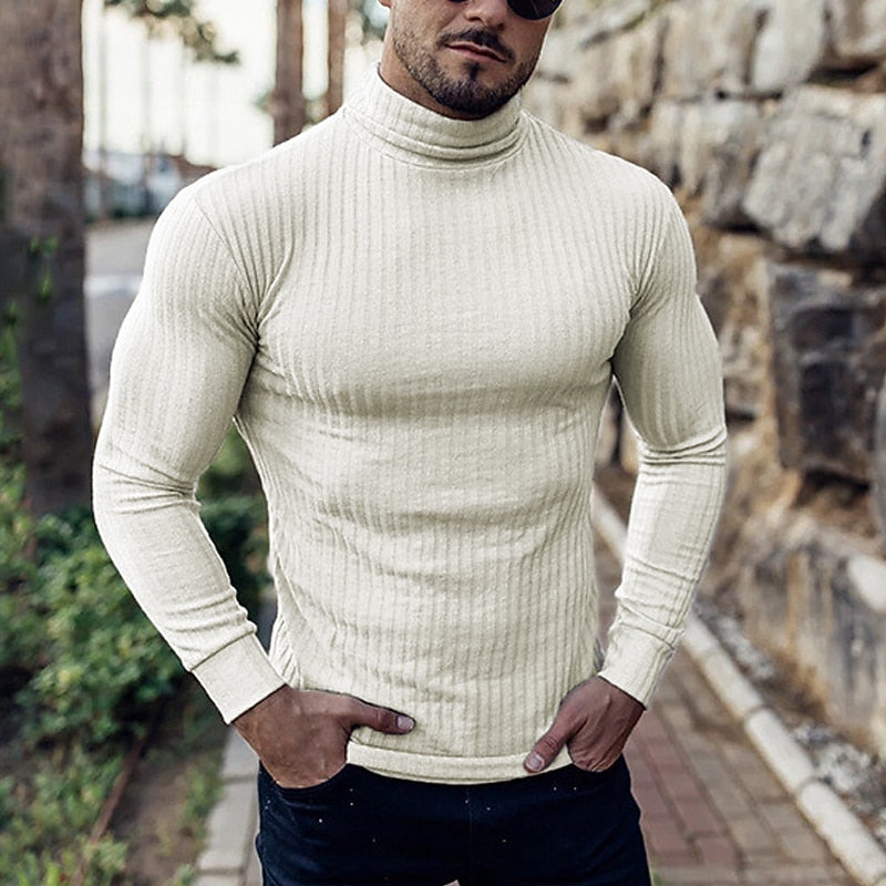 Elegancki prążkowany golf