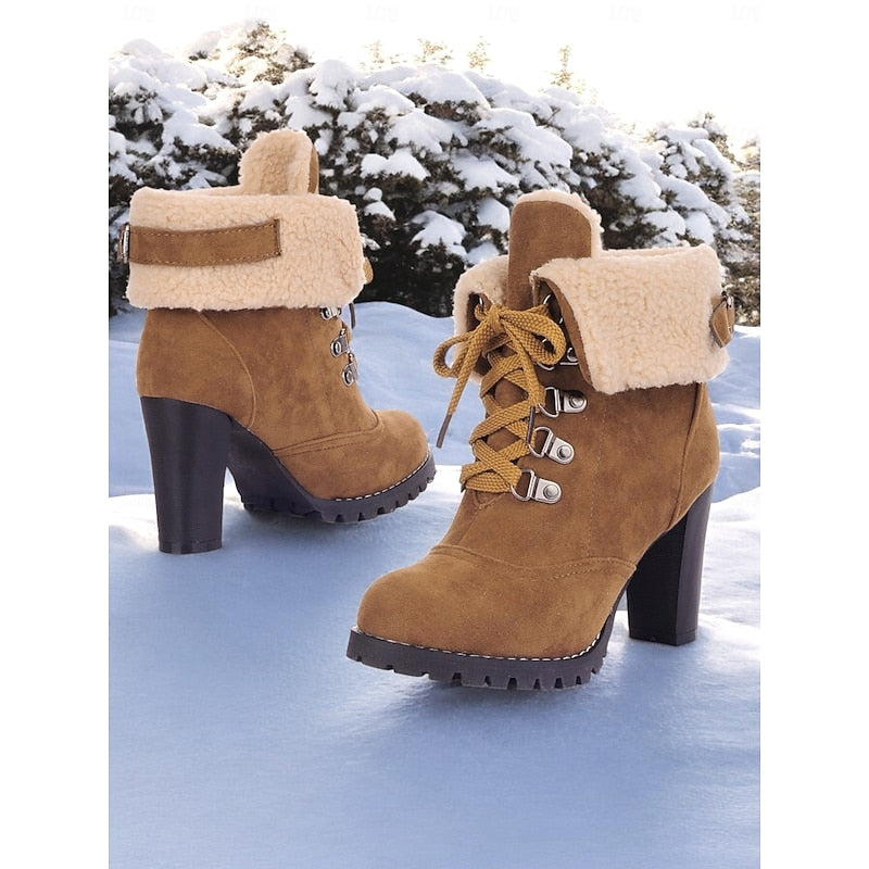 Obszyty futerkiem sznurowane buty zimowe